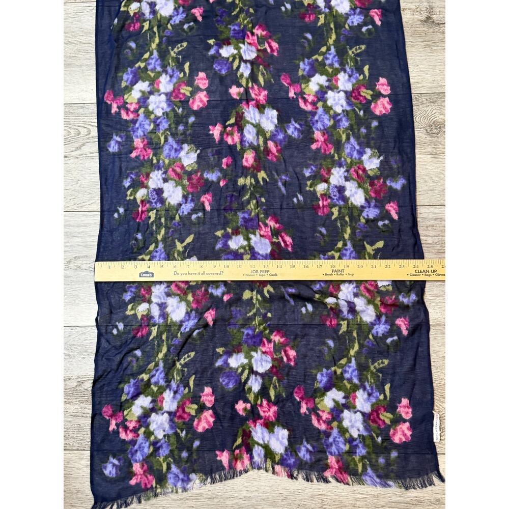 Isaac Mizrahi 72" Long Floral Scarf Navy Romantic Cottagecore Boho Chic - Picture 6 of 7